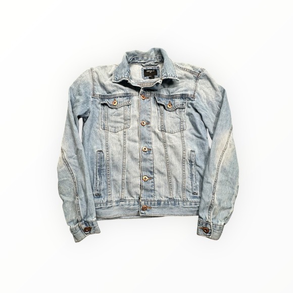 Forever 21 Other - Forever 21 Denim Jacket Mens S Light Blue Trucker Faded Button Up 3621